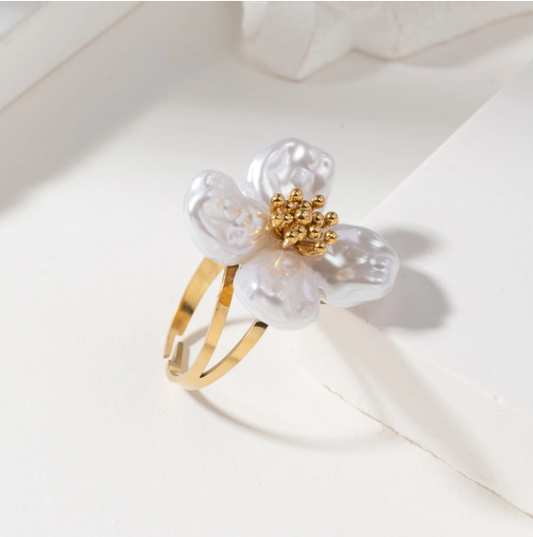 Bague Safya Dore - Blanc