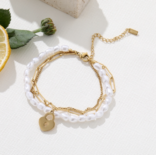 Bracelet Madeleine Blanc - Dore